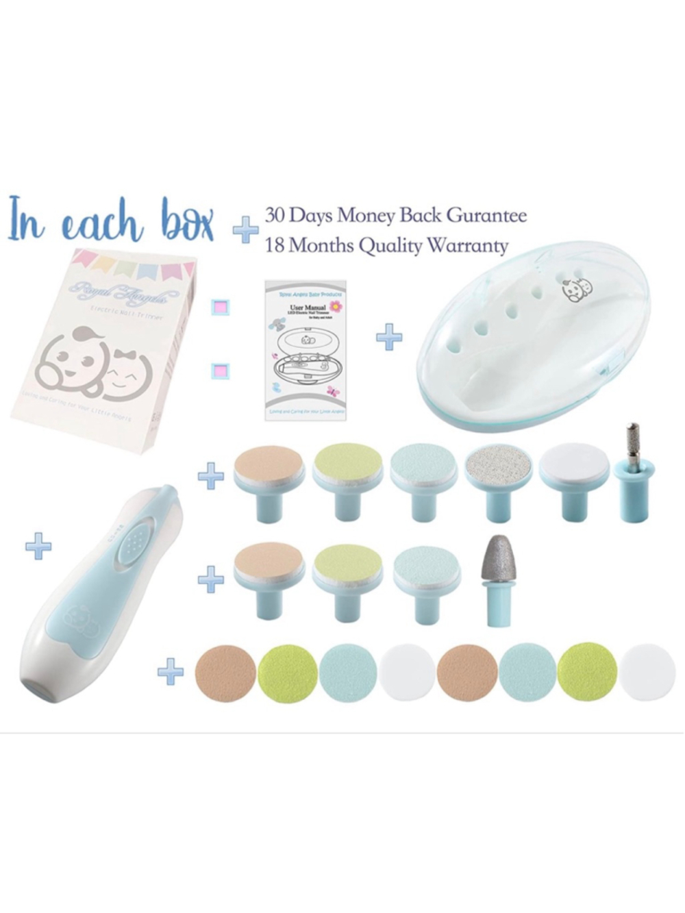 Baby Royal Angels Electric Nail Trimmer One Size White Blue